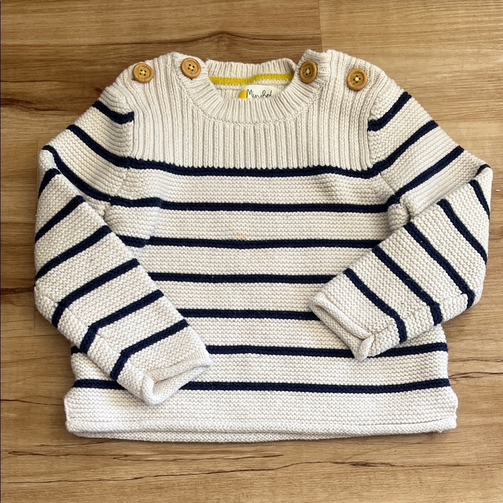 Mini Boden Striped Navy and Cream Sweater
